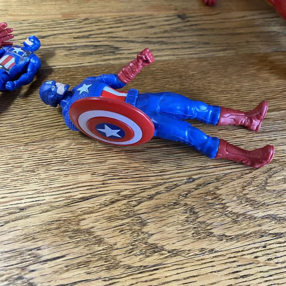 Lot of 8 Toy Marvel Toy Action Figures Spider Man Captain America 4, 6 & 12 Inch